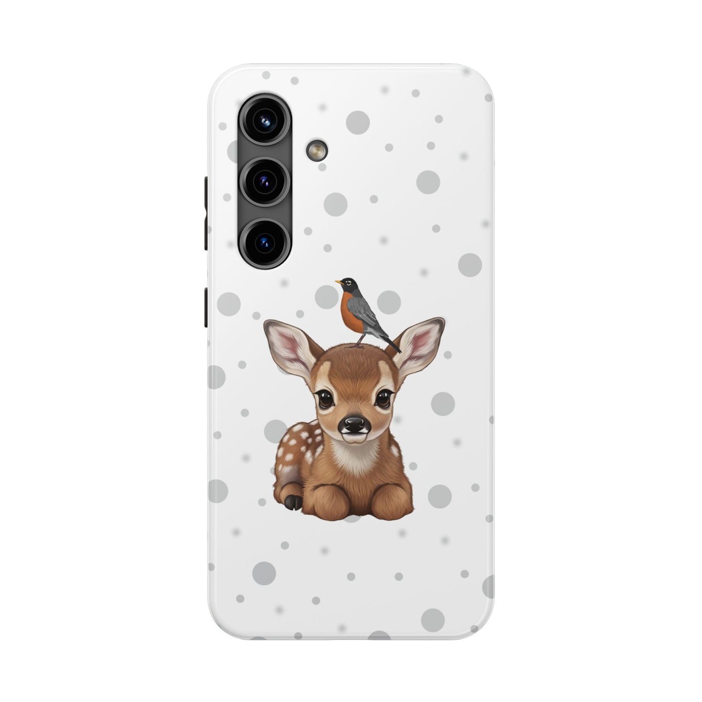 Cute Fawn with American Robin Animal iPhone Case - Dual-Layer PC/TPU Protective Cover for iPhone