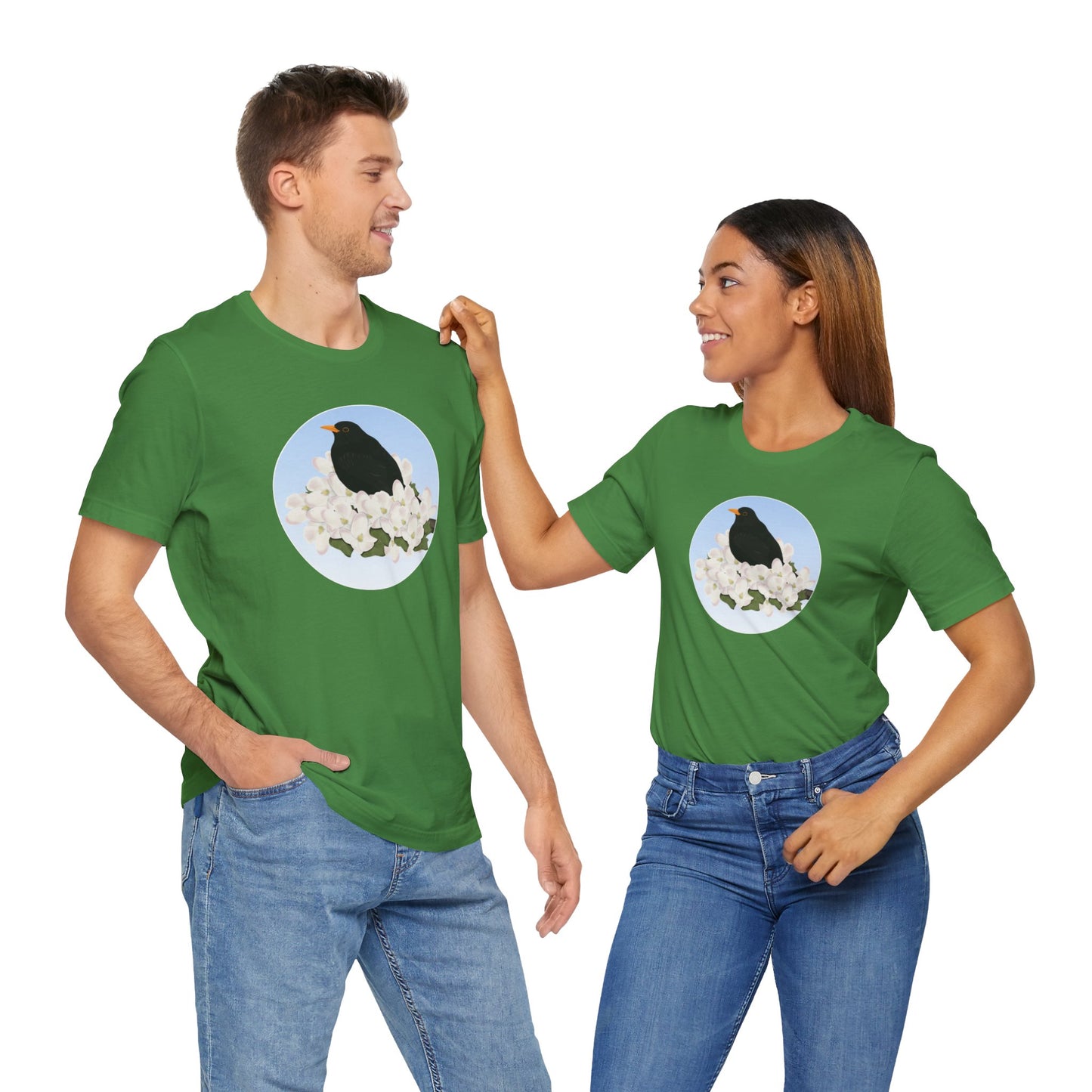 Blackbird and Spring Apple Blossoms Bird T-Shirt