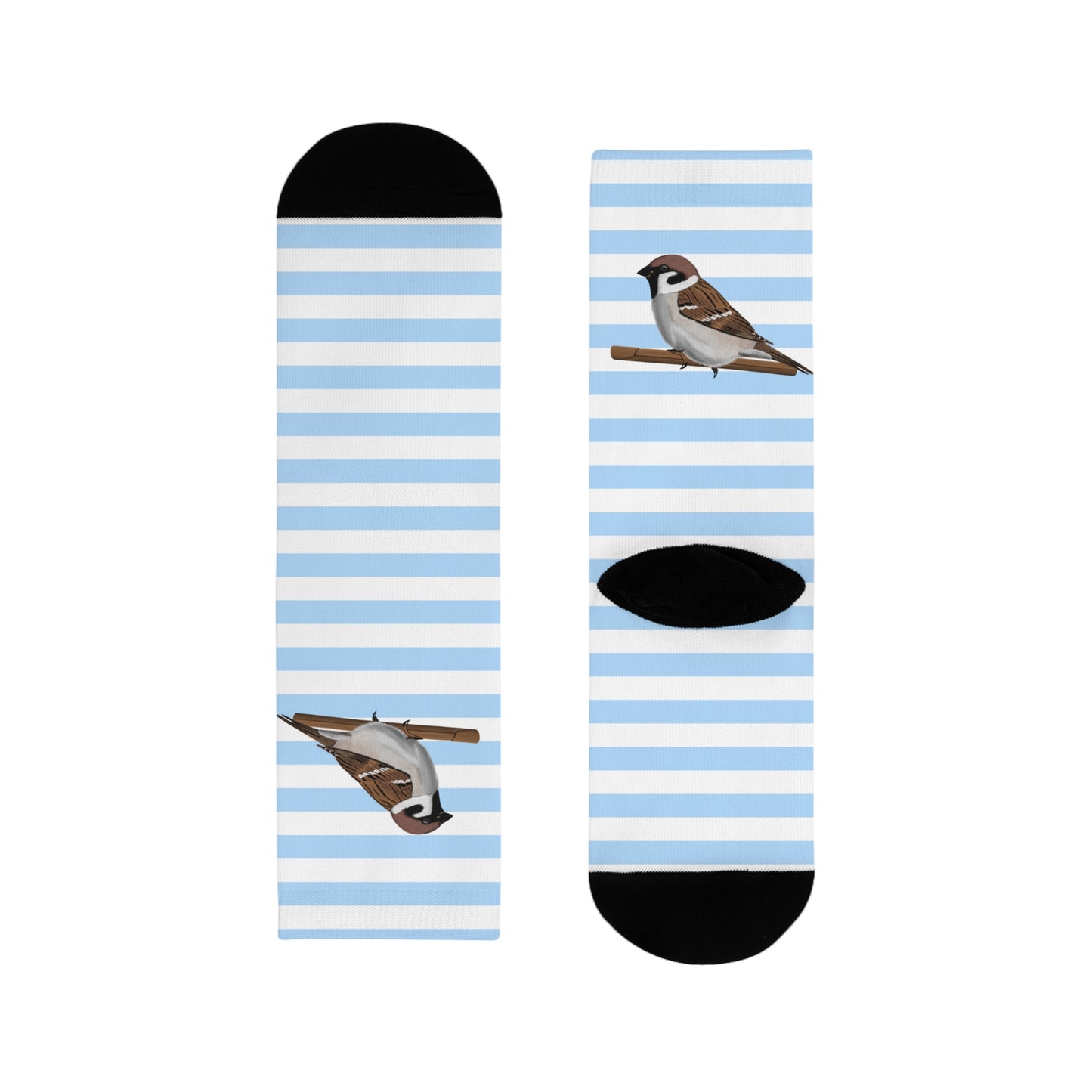 Feldsperling Vogel Socken mit Blau Weißen Streifen für Vogelfreunde & Vogelbeobachter