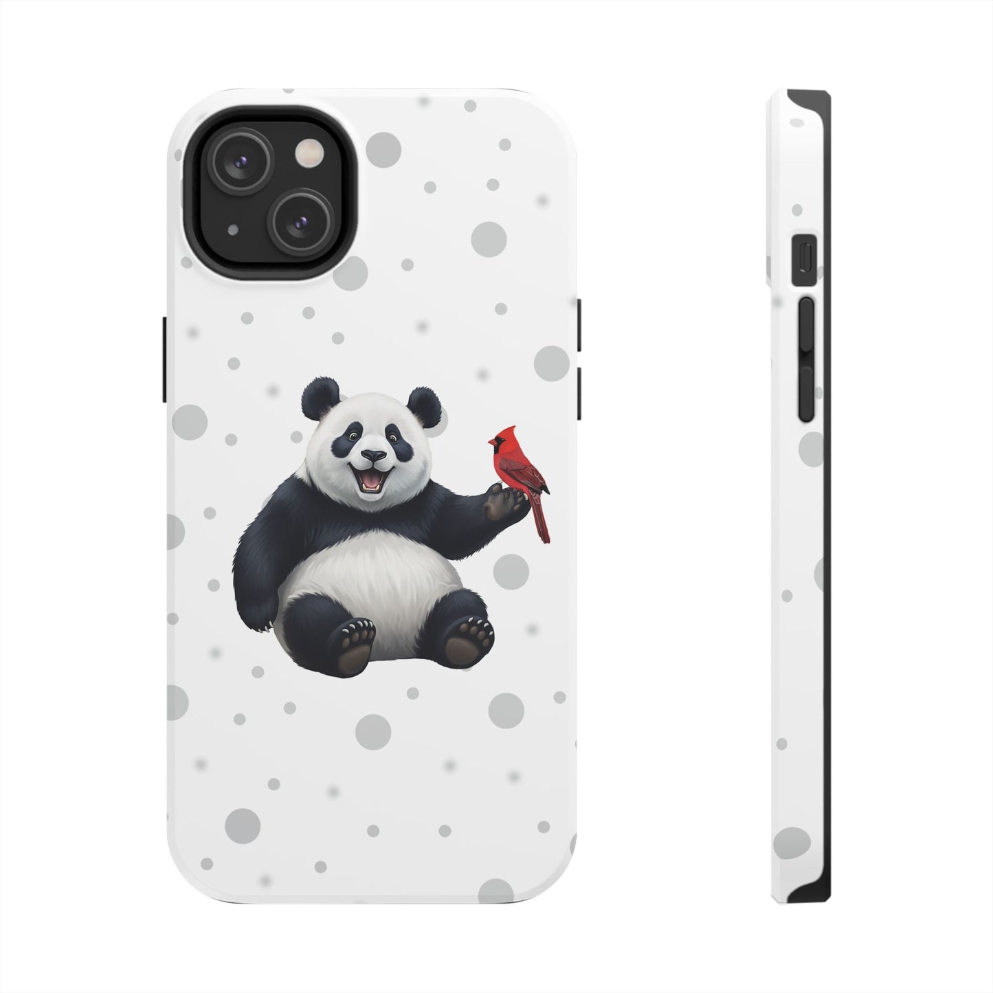 Cute Panda Bear with a Cardinal Animal iPhone Case - Dual-Layer PC/TPU Protective Cover for iPhone
