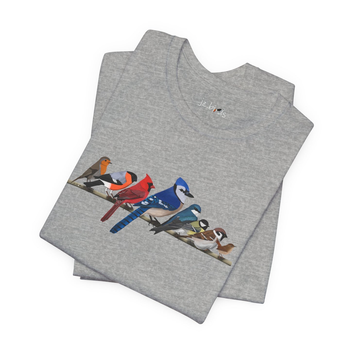 Blue Jay Cardinal Robin Garden Birds on a Branch Birding & Birdwatching Bird T-Shirt
