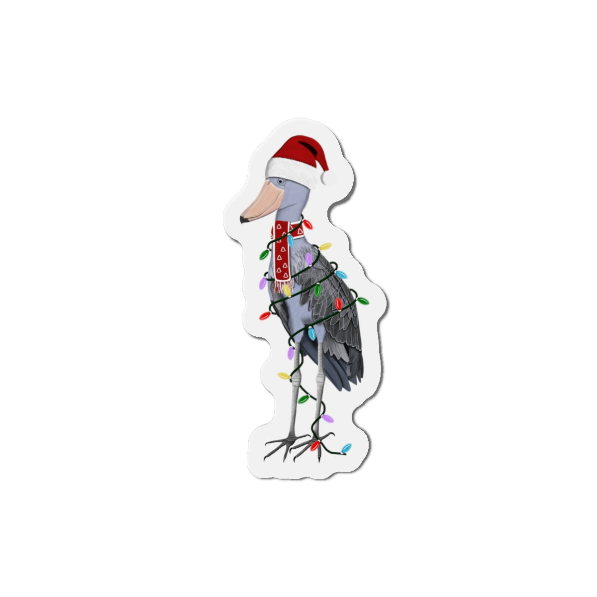 Shoebill with Fairy Lights and Scarf Christmas Bird Magnet – Home Decor