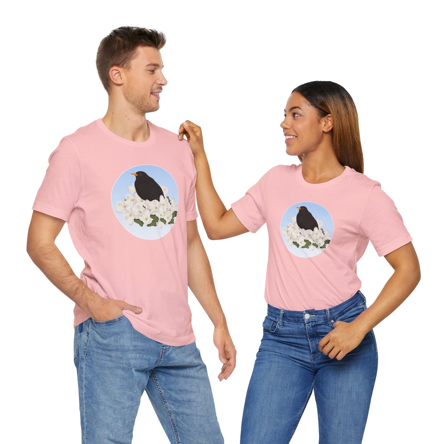 Blackbird and Spring Apple Blossoms Bird T-Shirt