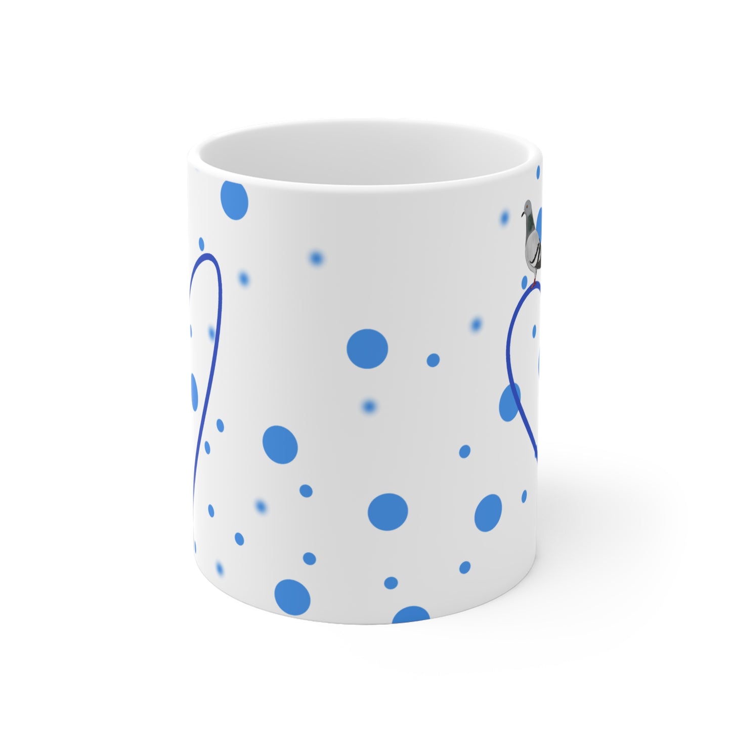 Taube Tasse – mit Herz Valentinstag Vogel Punkte Blau