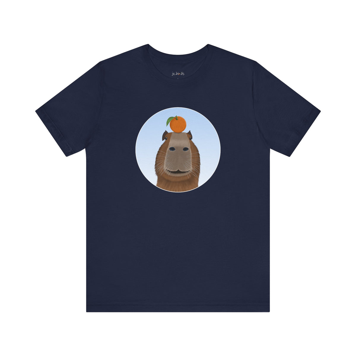 Capybara with Orange Funny T-Shirt in Black