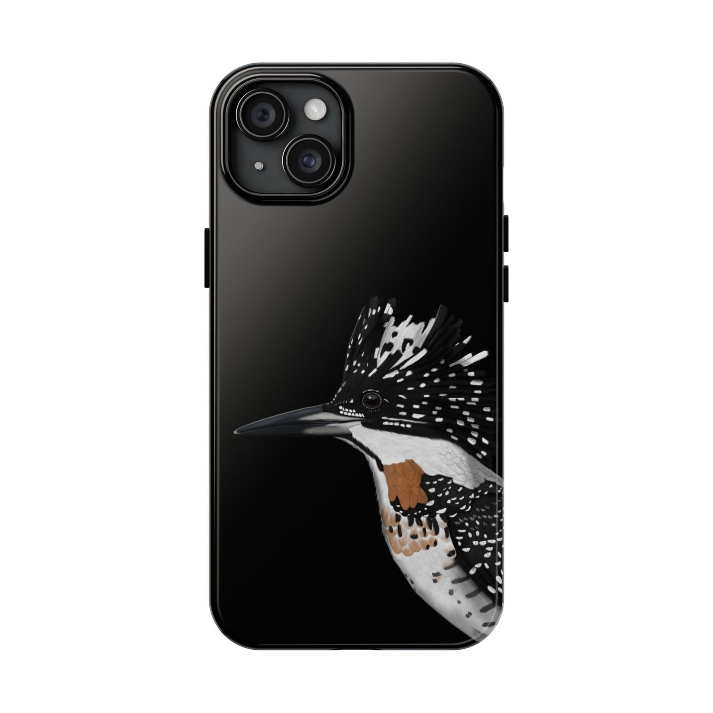 Crested Kingfisher Bird Art Tough Phone Case Black