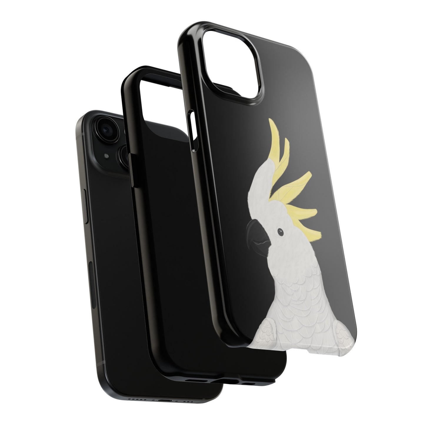 Cockatoo Bird Art Tough Phone Case Black