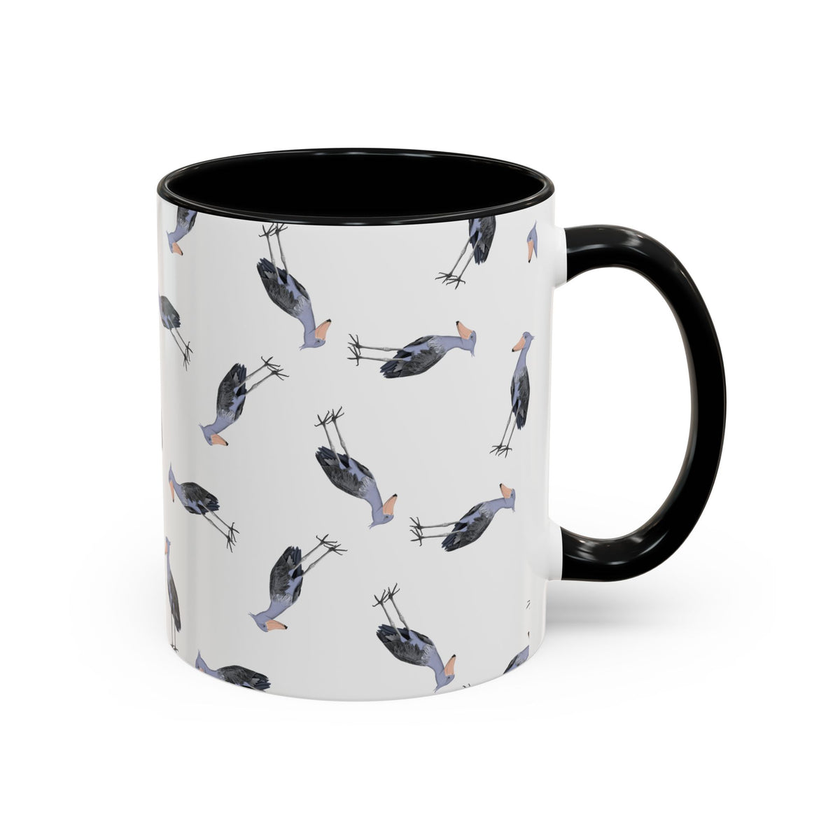 Schuhschnabel Tasse mit Streumuster | Vogelmotiv Kaffeebecher für Vogelbeobachter & Naturfreunde in Purple