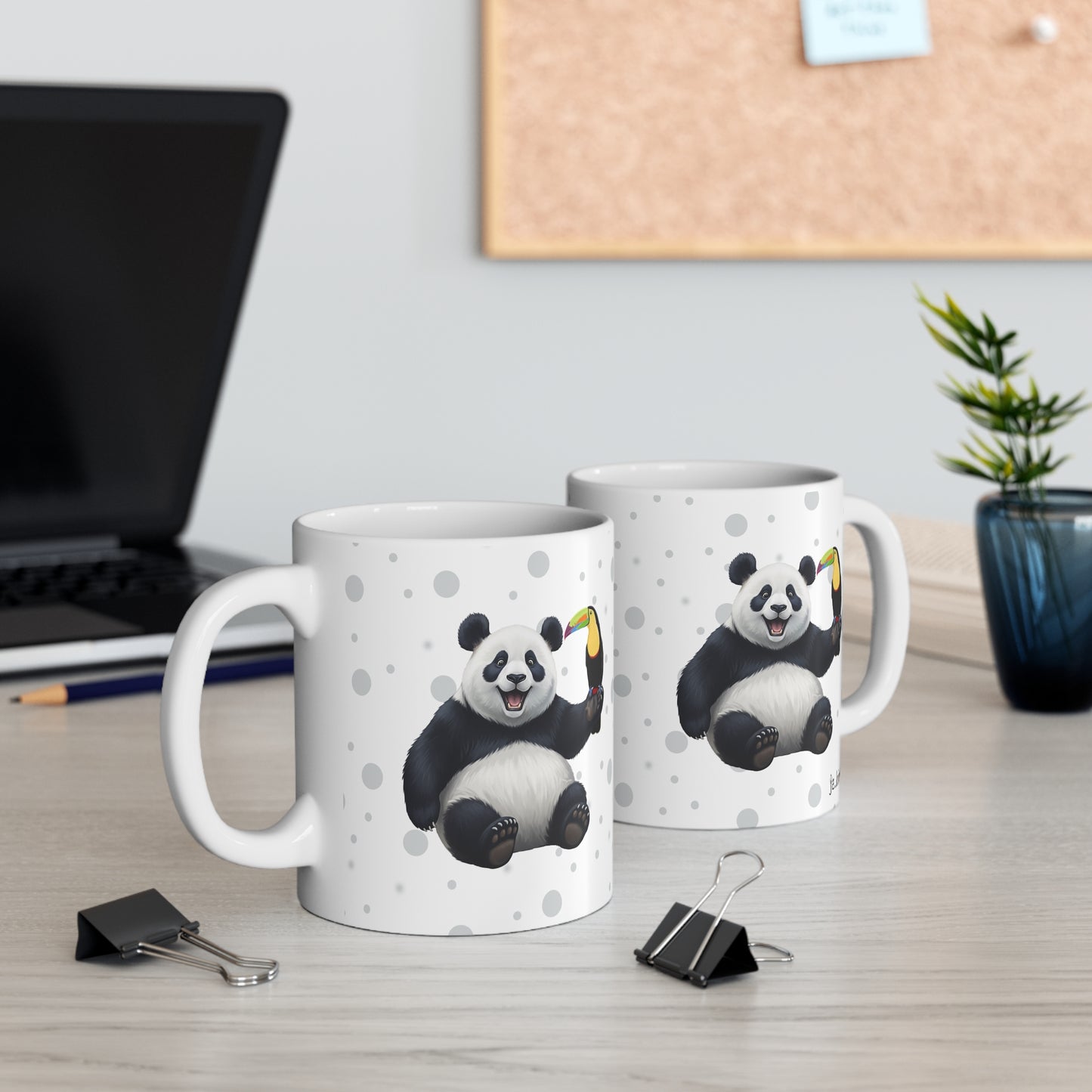 Panda Bear Mug with Toucan for Animal Lovers & Bird Watchers 11oz