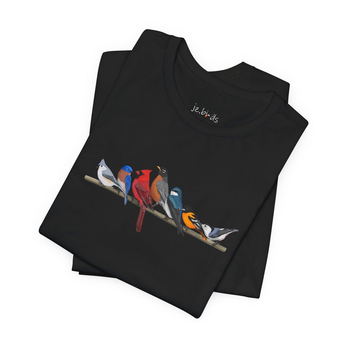 Birds on a Branch Robin Cardinal Oriole Bluebird Tree Swallow Bluebird Birding & Birdwatching T-Shirt