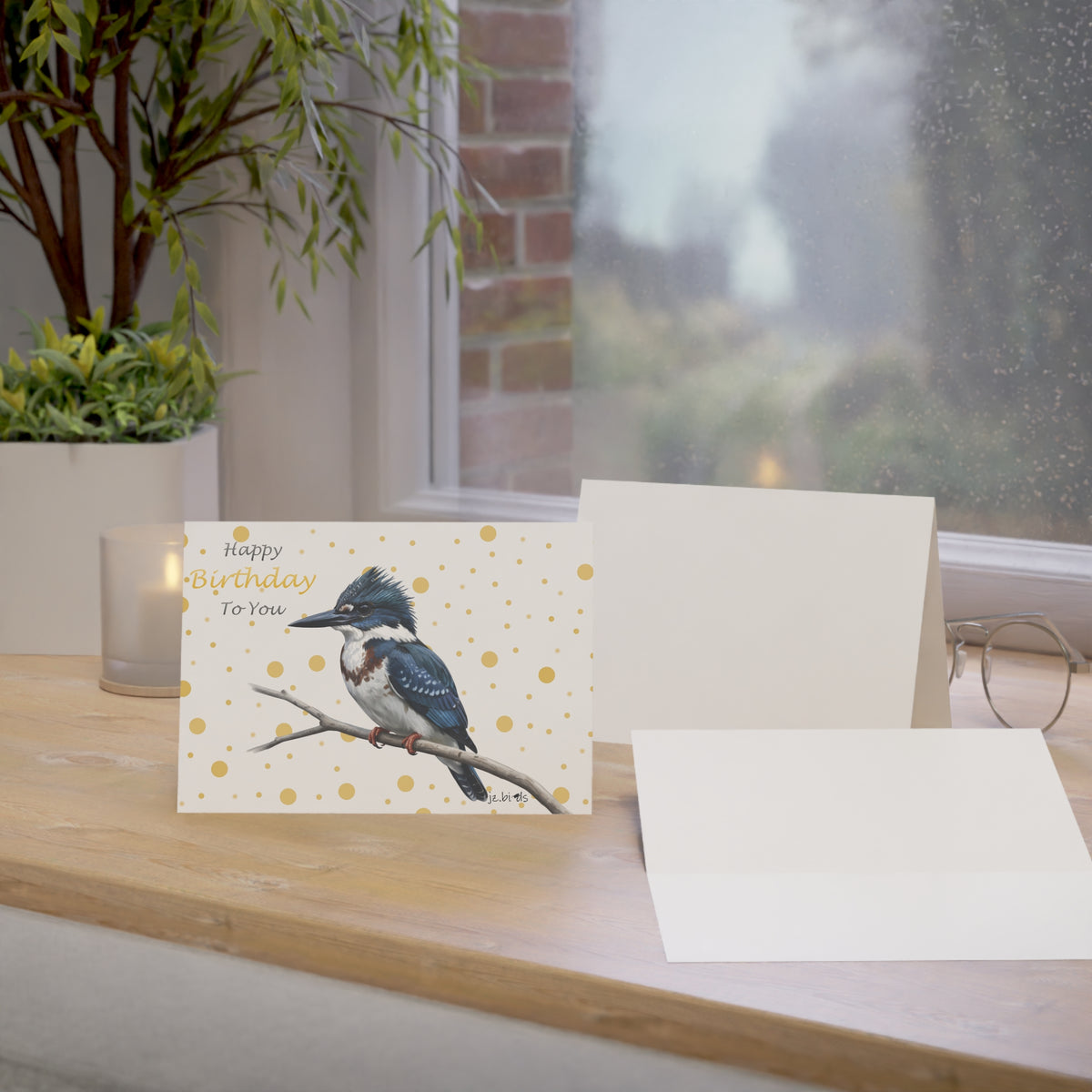 Belted Kingfisher Birthday Cards – Card – Premium Matte Bird Greeting