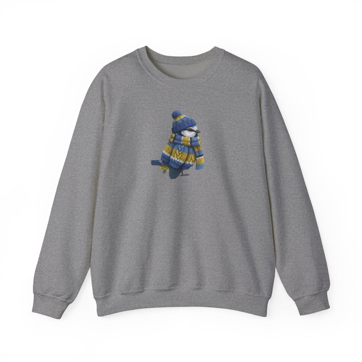 Blue Titmouse Winter Sweatshirt | Bird Watcher Crewneck Unisex Songbirds Wearing Knit Gift for Lovers – Animal Lover and Avian Enthusiast style