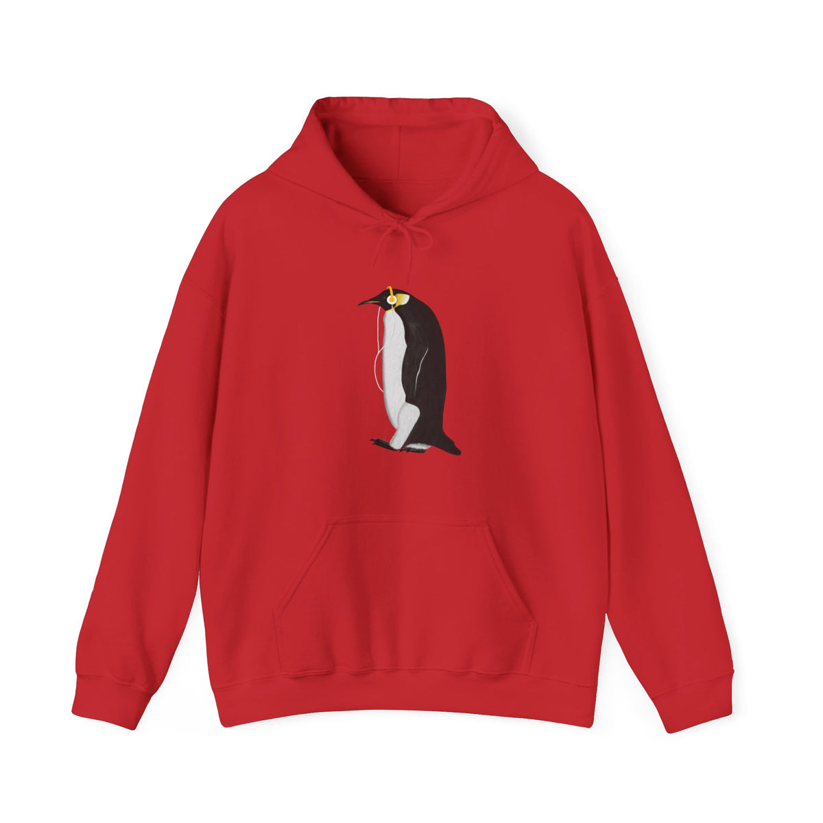 Penguin with Music Headphones Bird Birdwatching Birdlover Hoodie on DTG background
