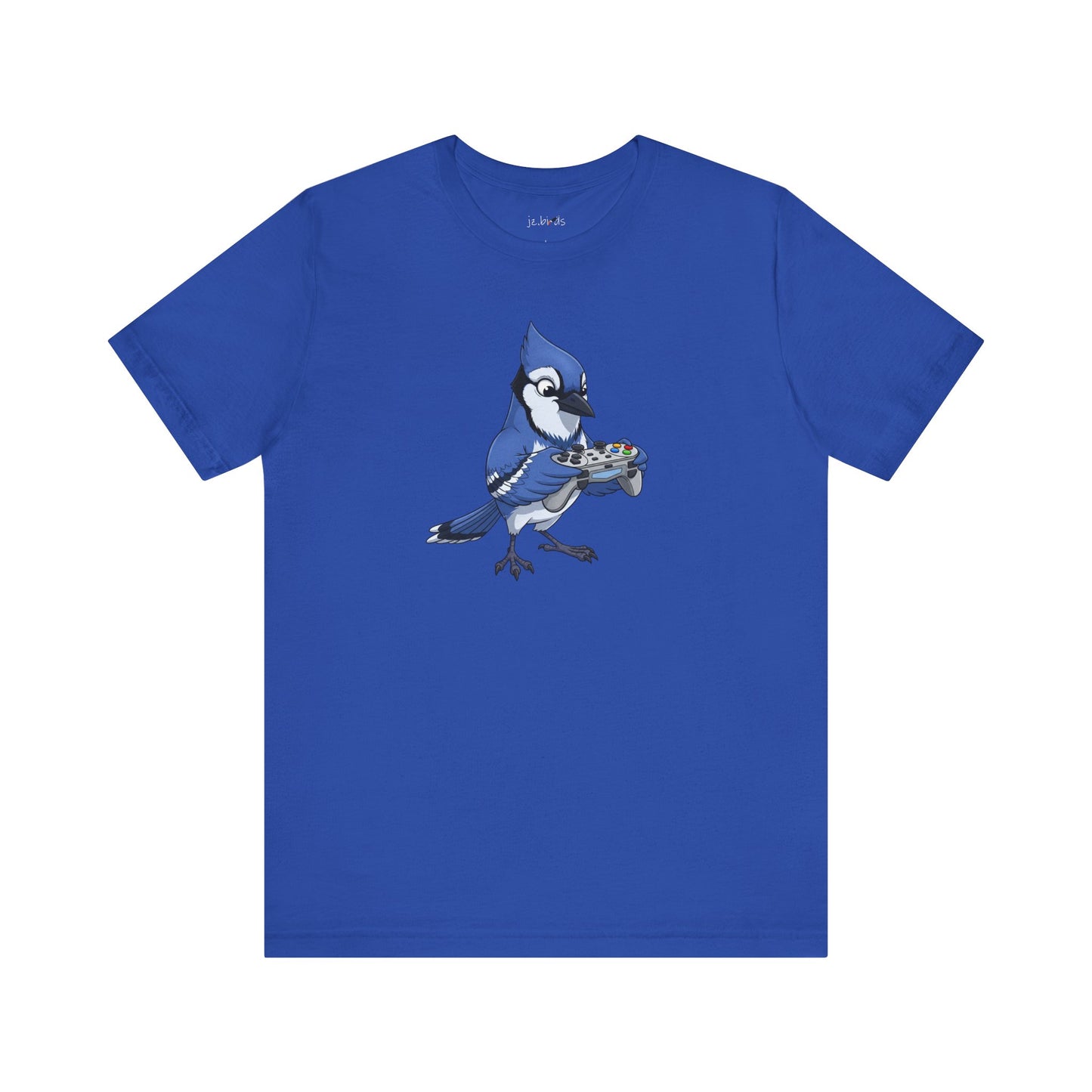 Blue Jay Playing Video Games Funny Gamer and Bird Lover T-Shirt