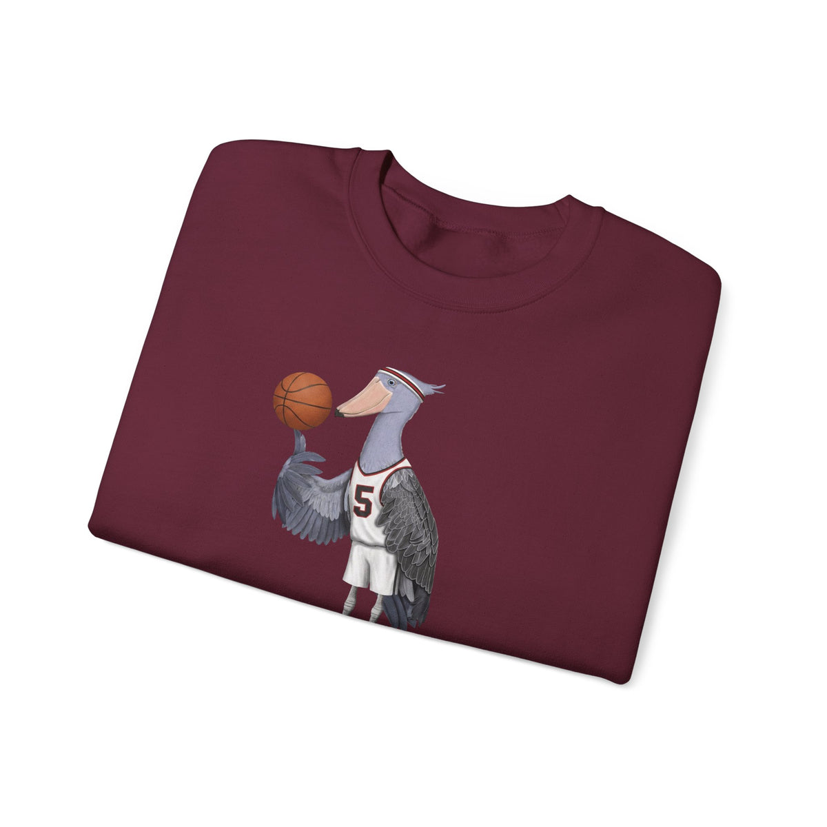 Shoebill Funny Basketball Bird Sweatshirt | Bird Watcher Crewneck | Unisex Unique Hoops Fan Gift
