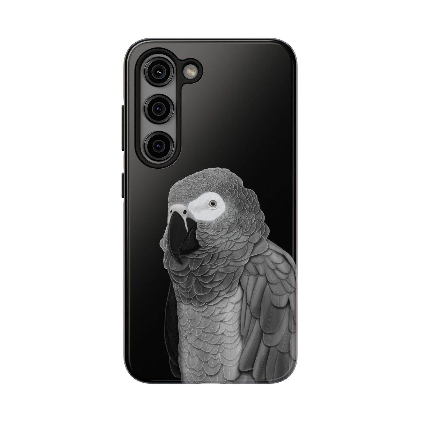 Grey Parrot Bird Art Tough Phone Case Black