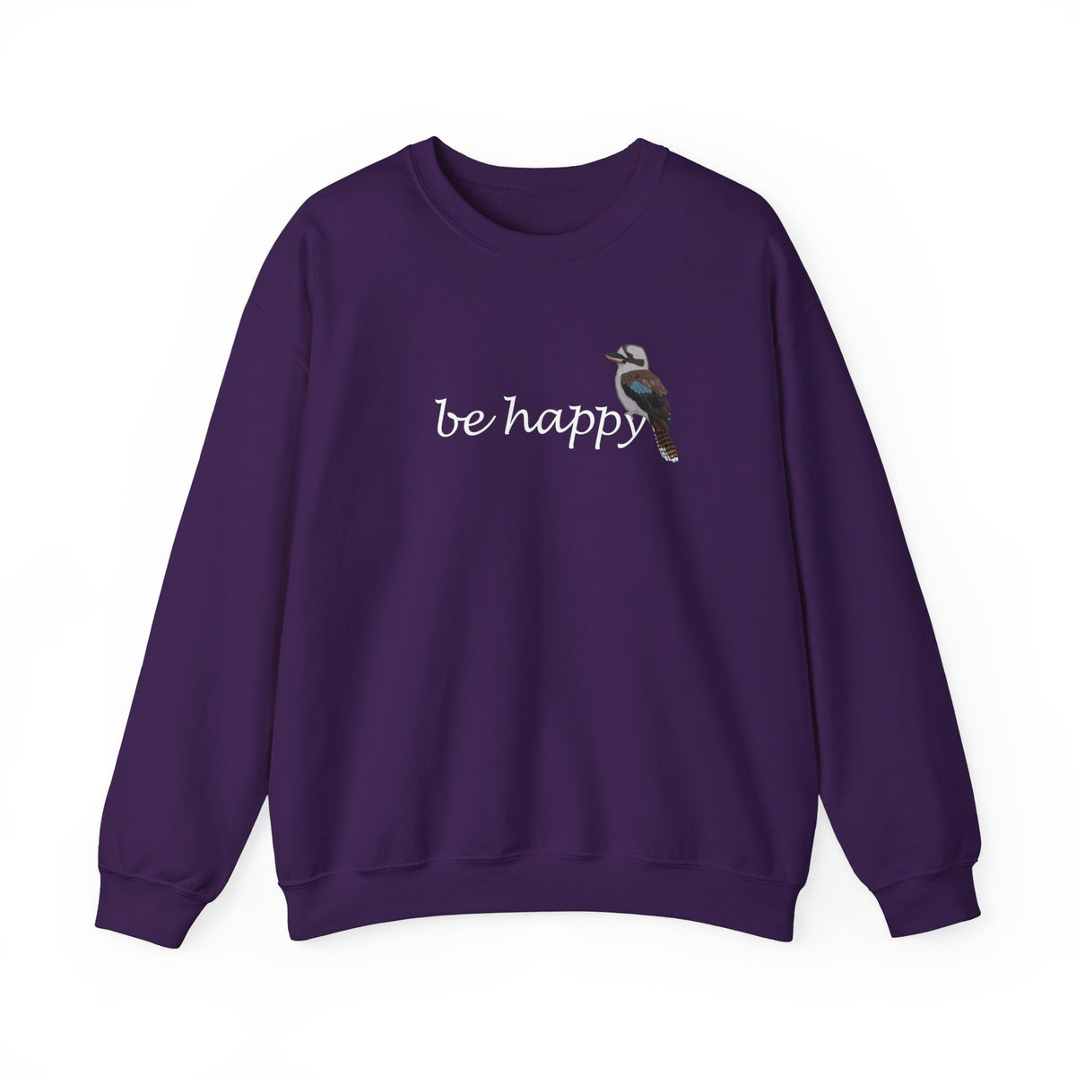 Kookaburra Be Happy Bird Birding & Birdwatching Sweatshirt in Dark Heather