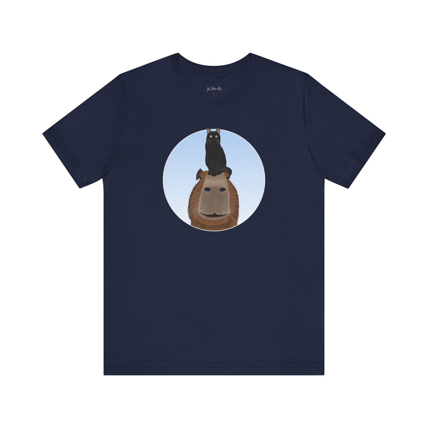 Capybara with Friendly Black Cat Funny T-Shirt