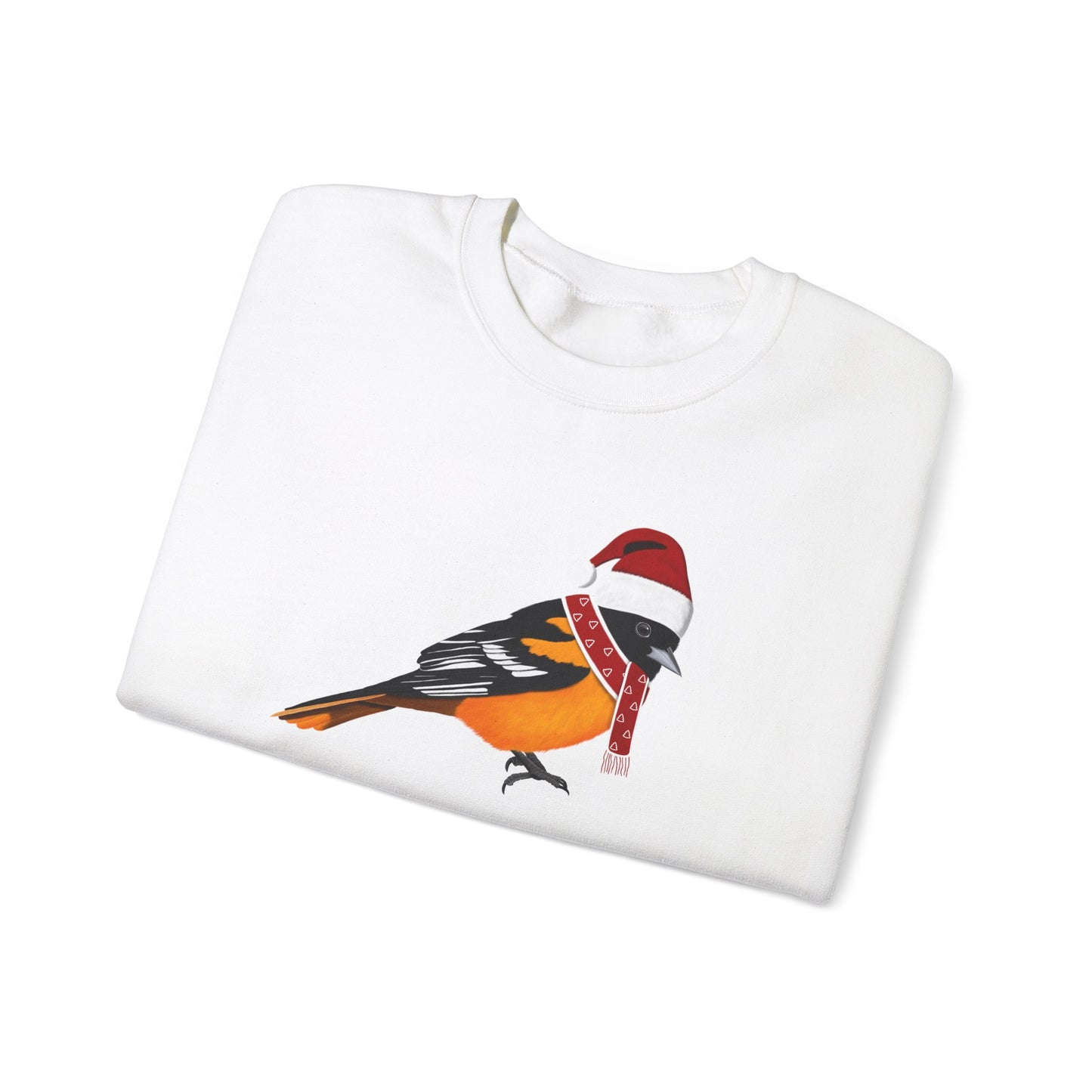 Baltimore Oriole with Christmas Hat Bird Birdwatcher Sweatshirt