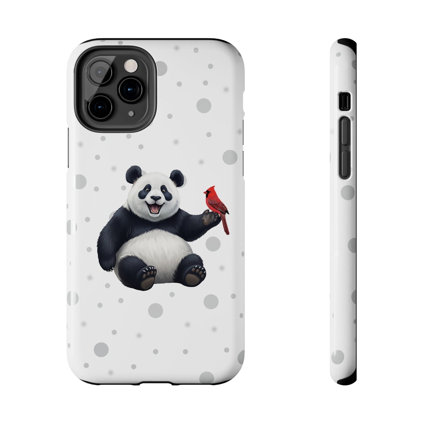 Cute Panda Bear with a Cardinal Animal iPhone Case - Dual-Layer PC/TPU Protective Cover for iPhone