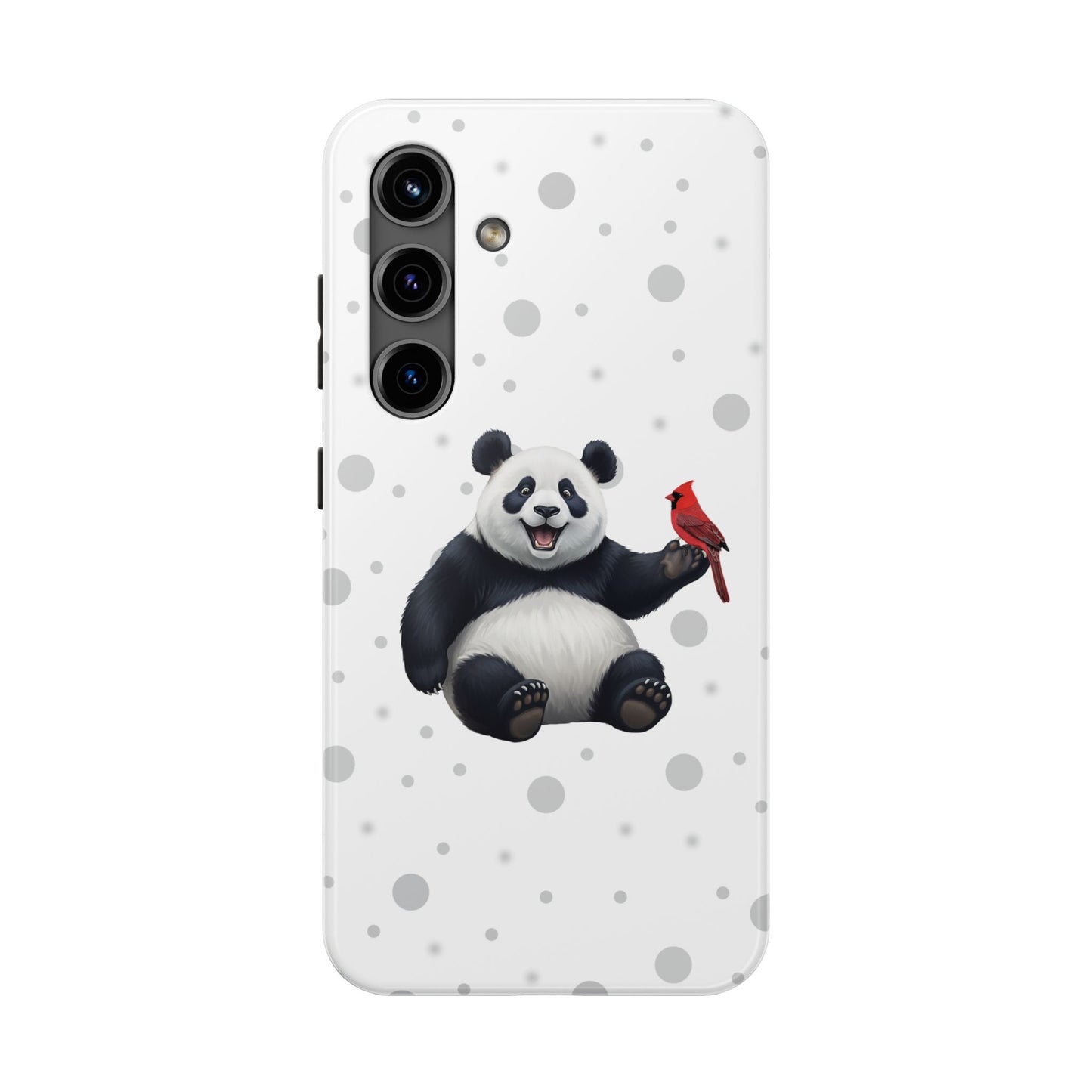 Cute Panda Bear with a Cardinal Animal iPhone Case - Dual-Layer PC/TPU Protective Cover for iPhone