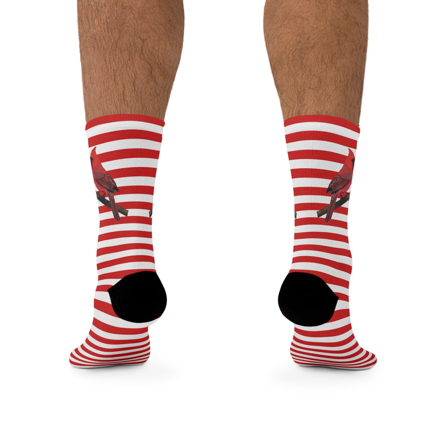 Cardinal Stripes Red White Birding & Birdwatching Bird Socks