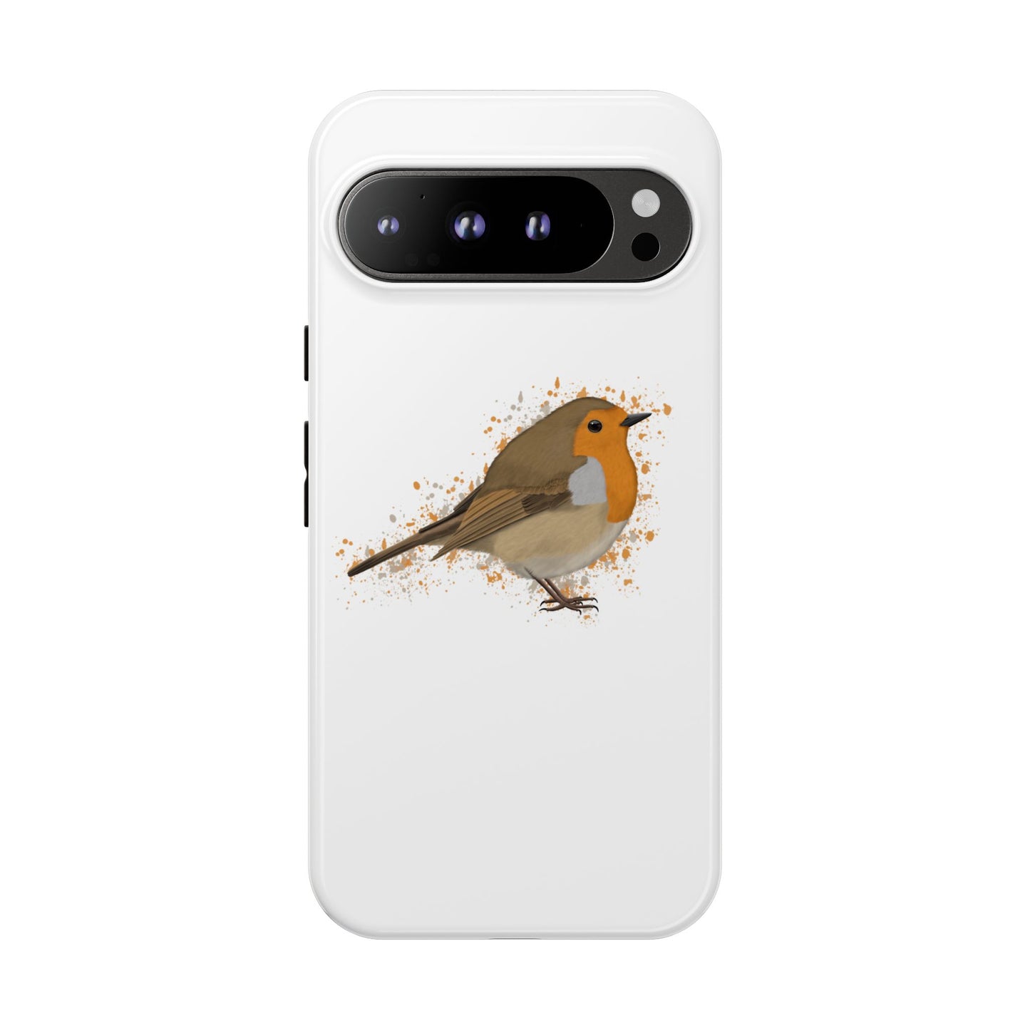 Rotkehlchen Vogel iPhone & Google Pixel Vogelmotiv Handyhülle Weiß