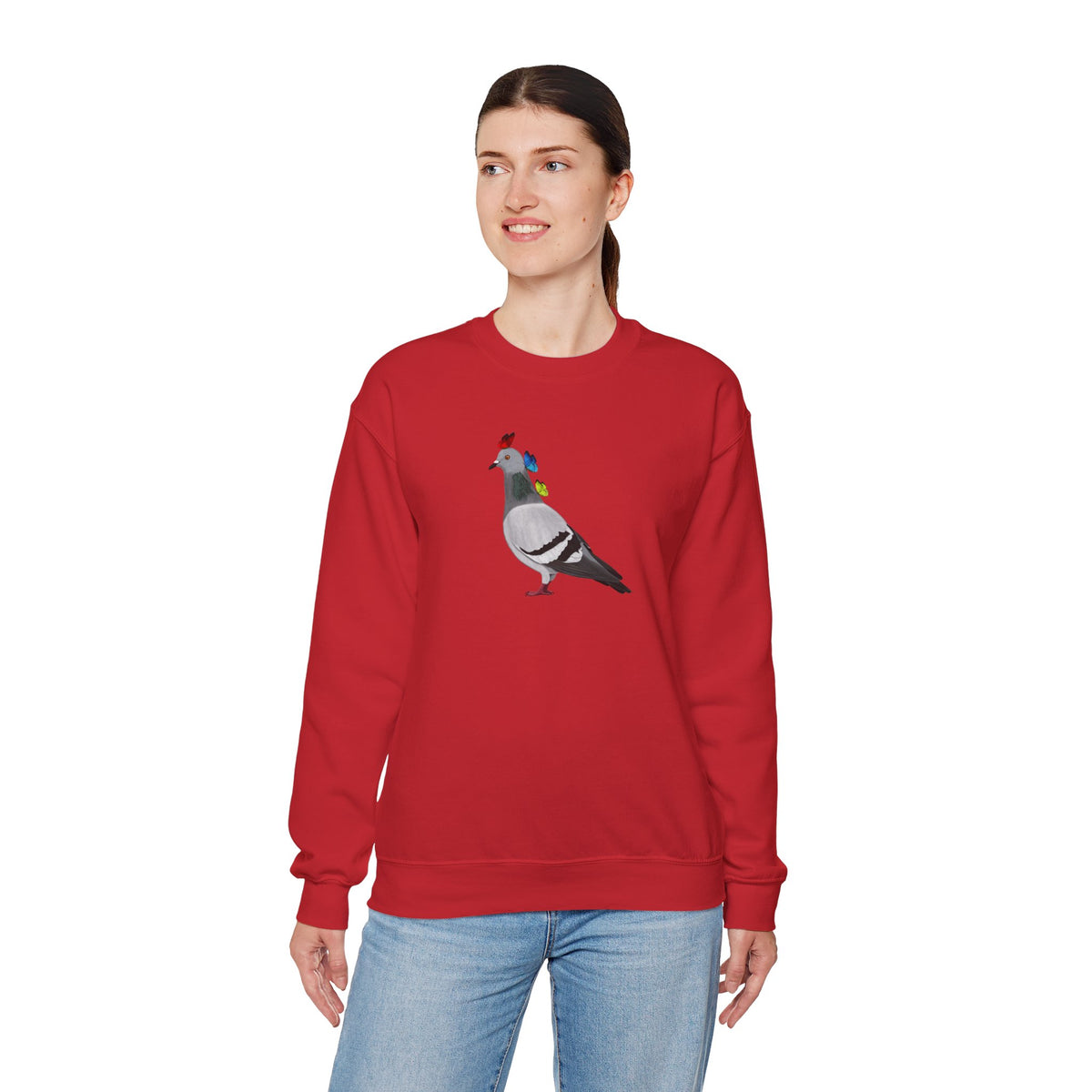 Pigeon with Butterflies Bird Birding & Birdwatching Sweatshirt
