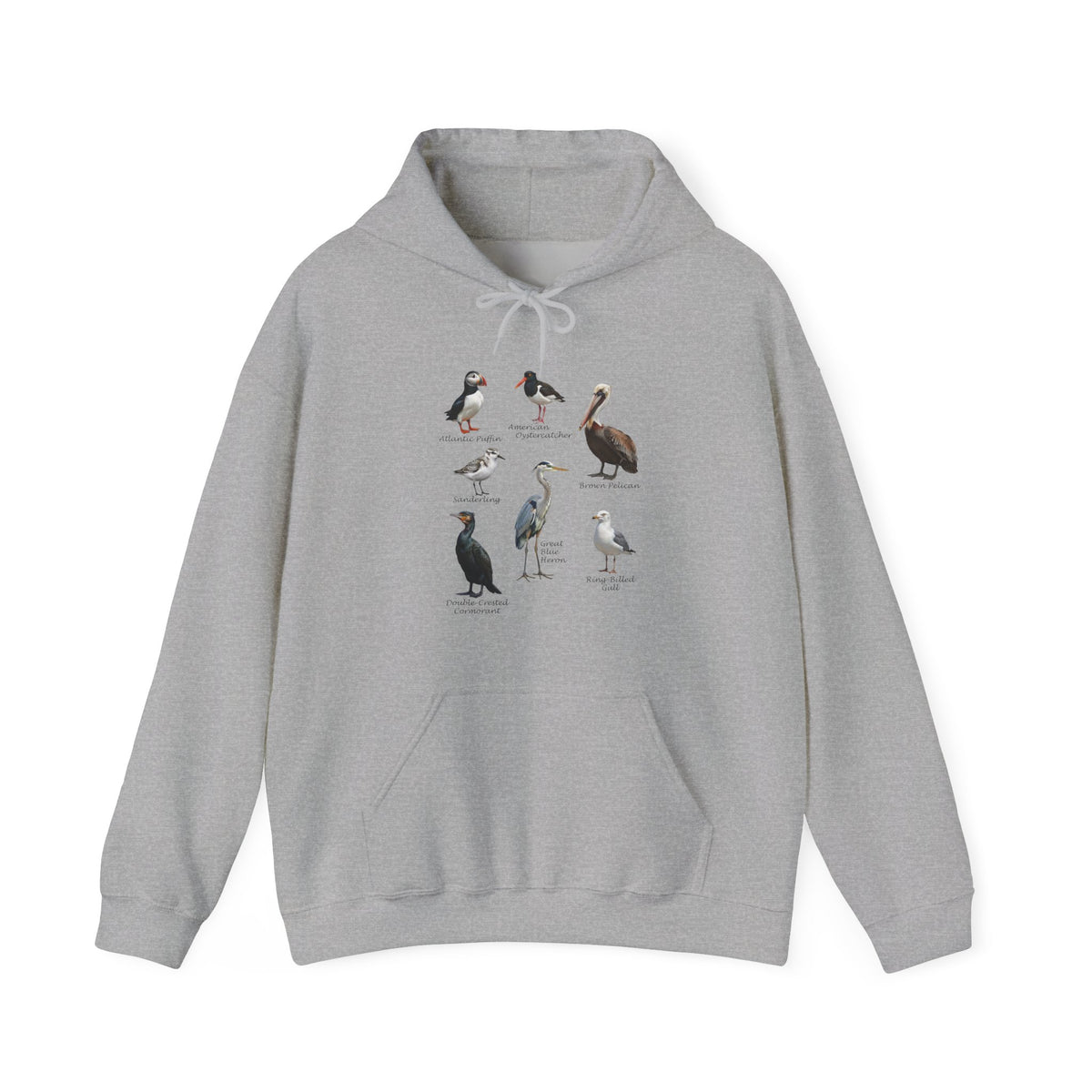 North American Shorebirds Hoodie – Pelican, Heron & Seagull – bird