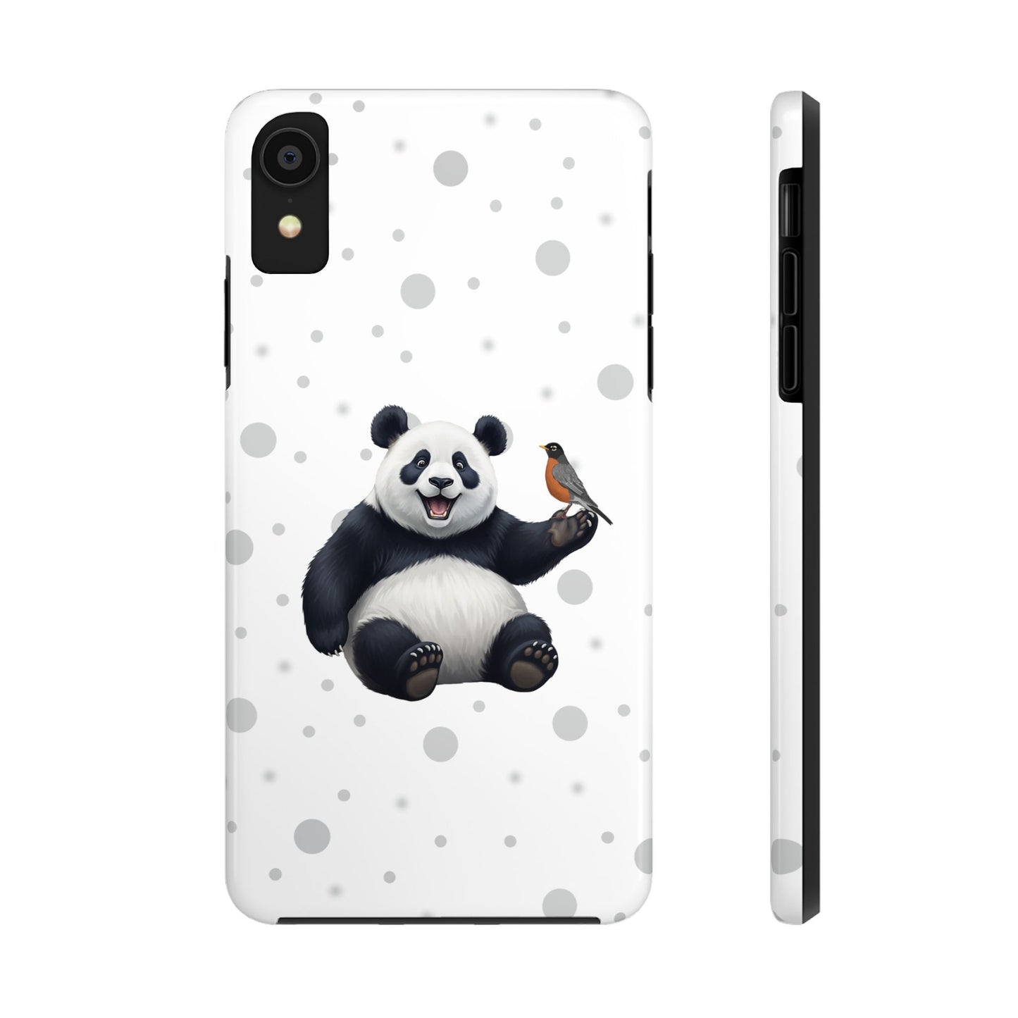 Cute Panda Bear with American Robin Animal iPhone Case - Dual-Layer PC/TPU Protective Cover for iPhone