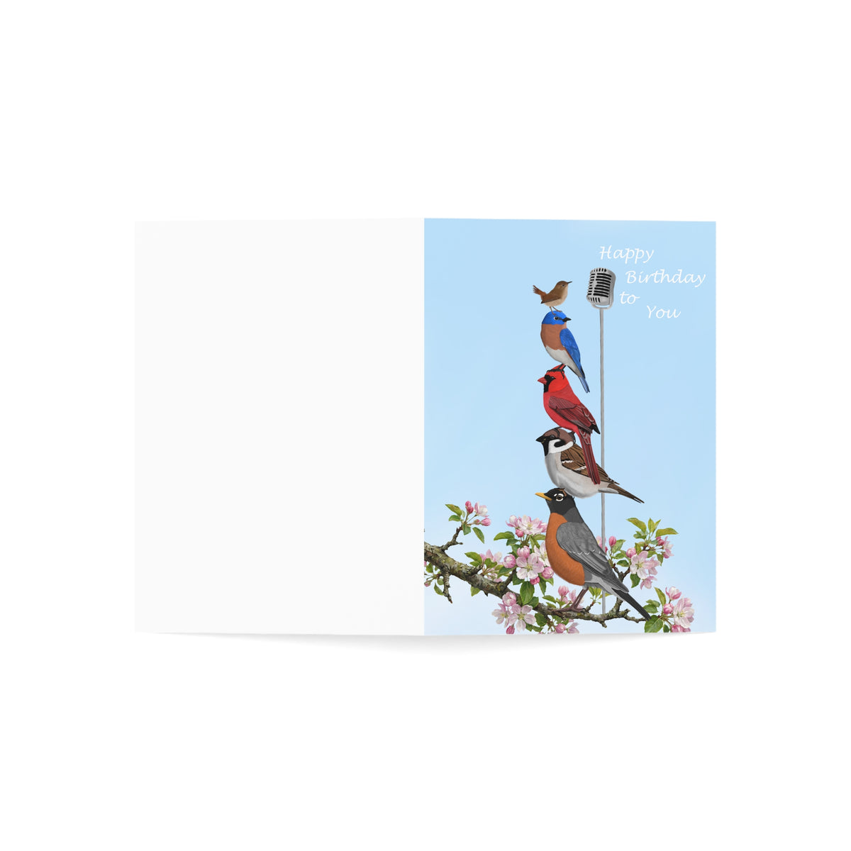 Backyard Birds Robin Sparrow Cardinal Bluebird Wren Birthday Card – Premium Matte Bird Greeting – Cards