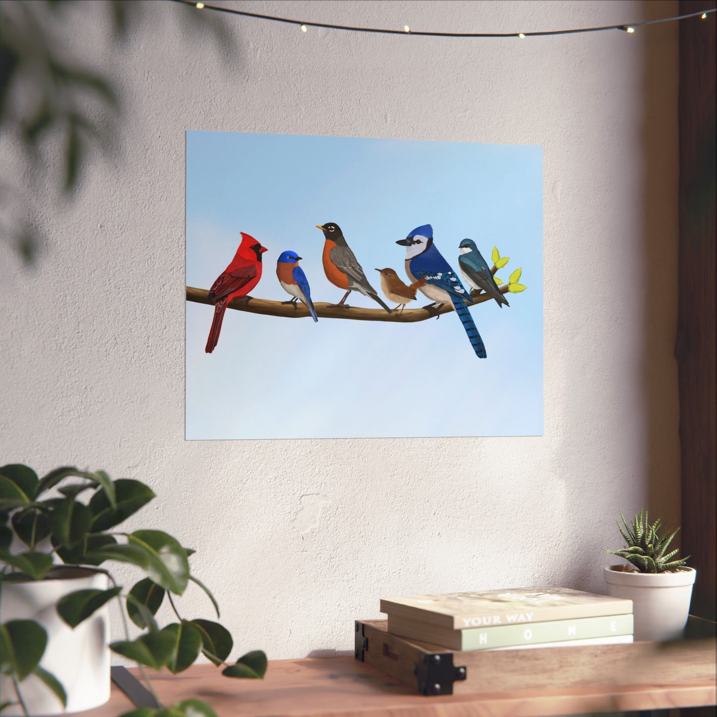 Birds on a Branch Poster Robin Blue Jay Bluebird Cardinal Wren Tree Swallow Bird Lovers & Bird Watchers