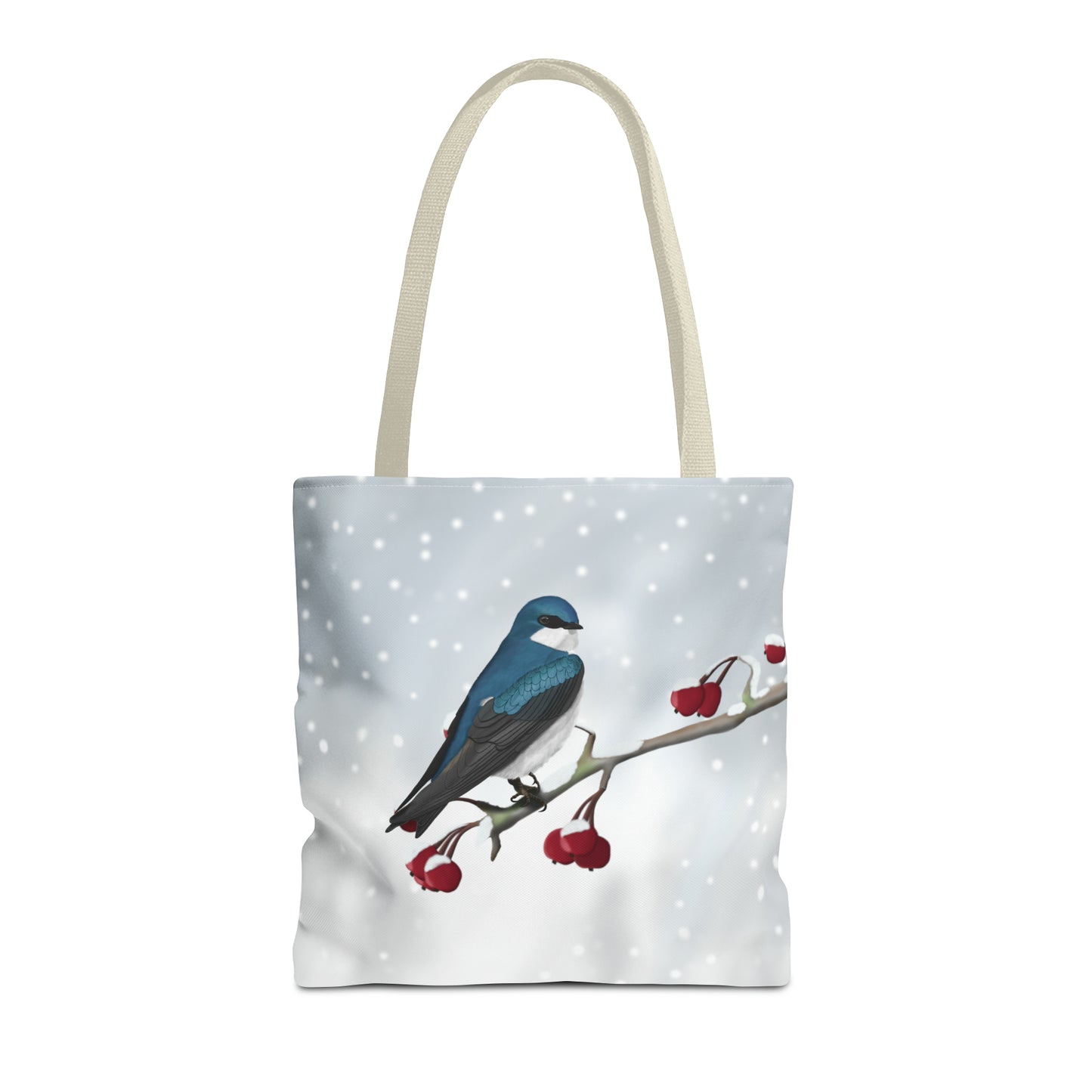 Tree Swallow on a Winter Branch Bird Tote Bag 16"x16" - jz.birds