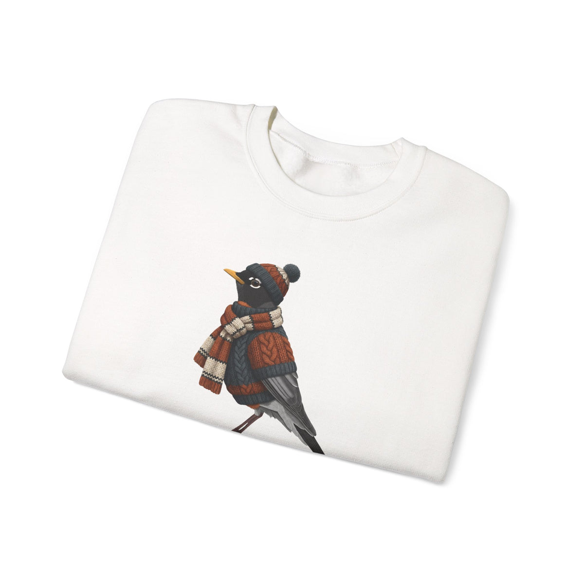 American Robin Winter Sweatshirt | Bird Watcher Crewneck | Unisex Songbirds Wearing Knit Gift for Bird Lovers
