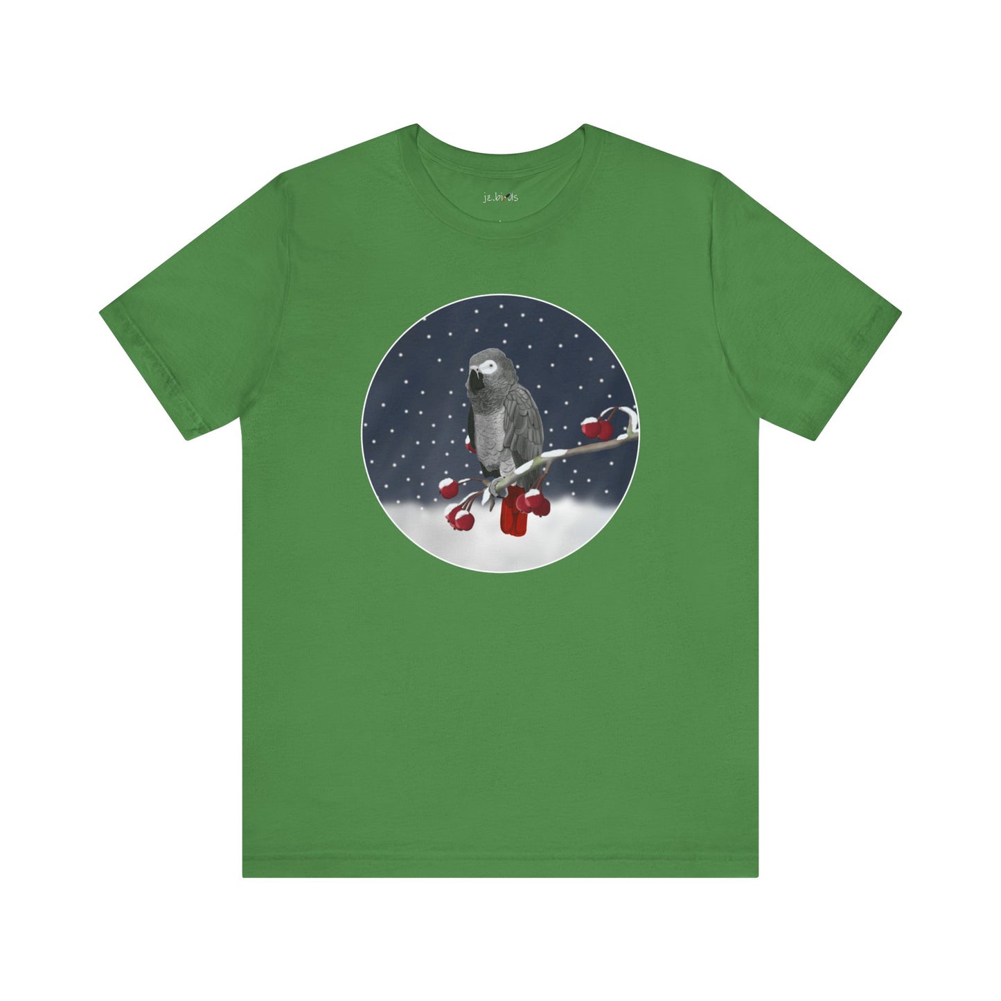 Grey Parrot on a Winter Branch Birdwatcher Christmas Bird T-Shirt