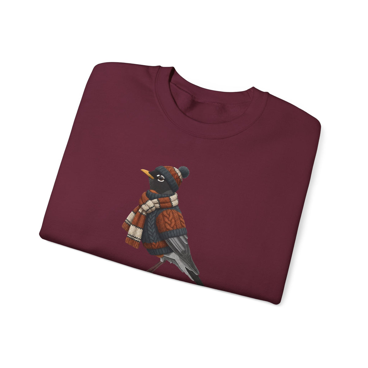 American Robin Winter Sweatshirt | Bird Watcher Crewneck | Unisex Songbirds Wearing Knit Gift for Bird Lovers