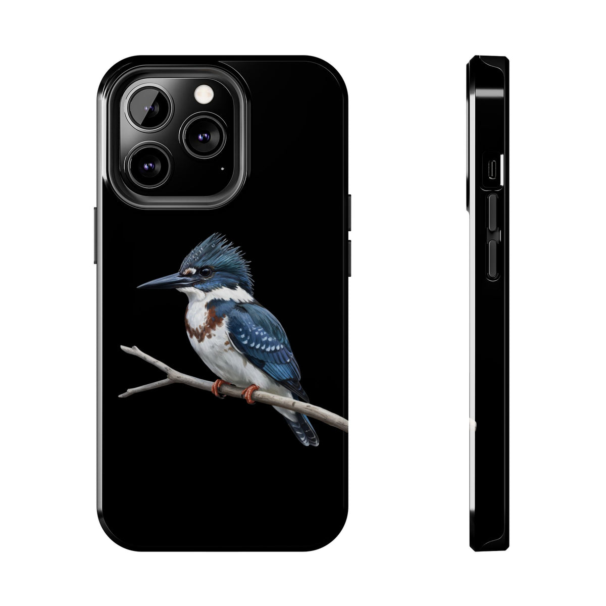 Belted Kingfisher iPhone Case – Premium Tough Phone Cover Black