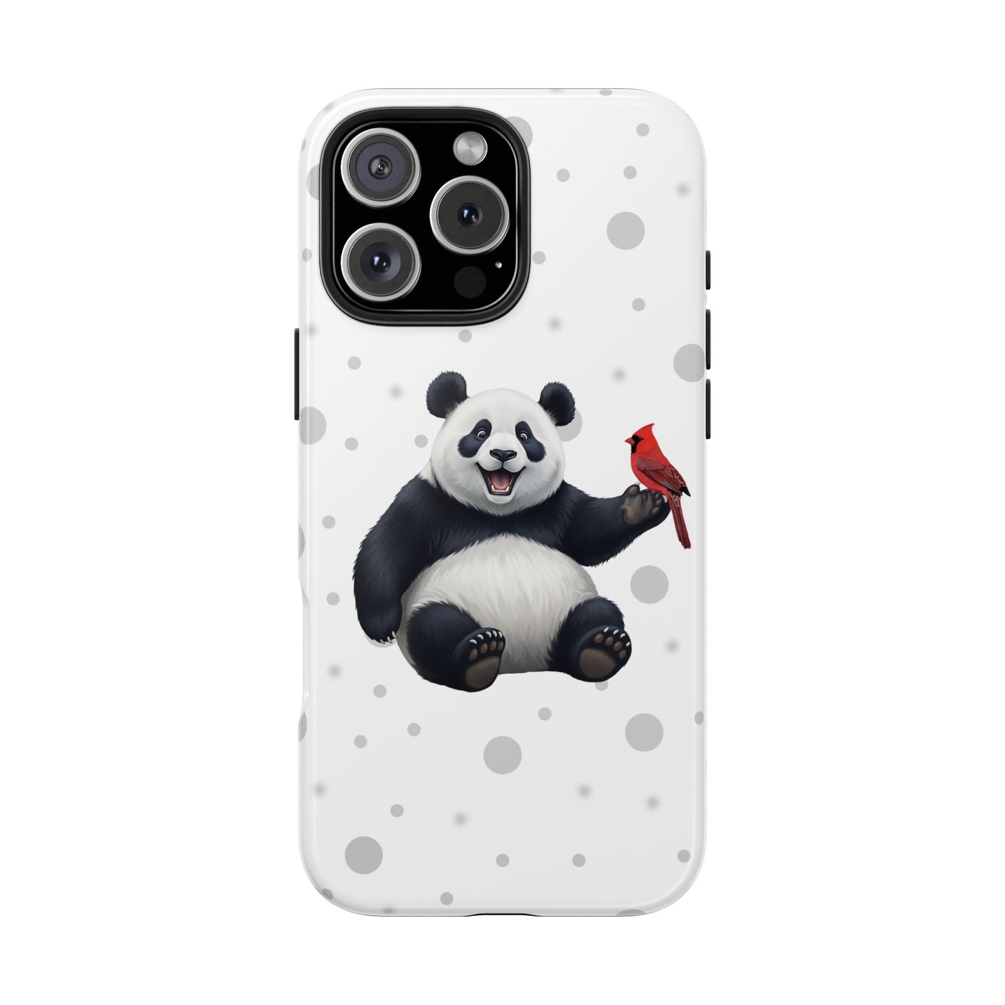 Cute Panda Bear with a Cardinal Animal iPhone Case - Dual-Layer PC/TPU Protective Cover for iPhone