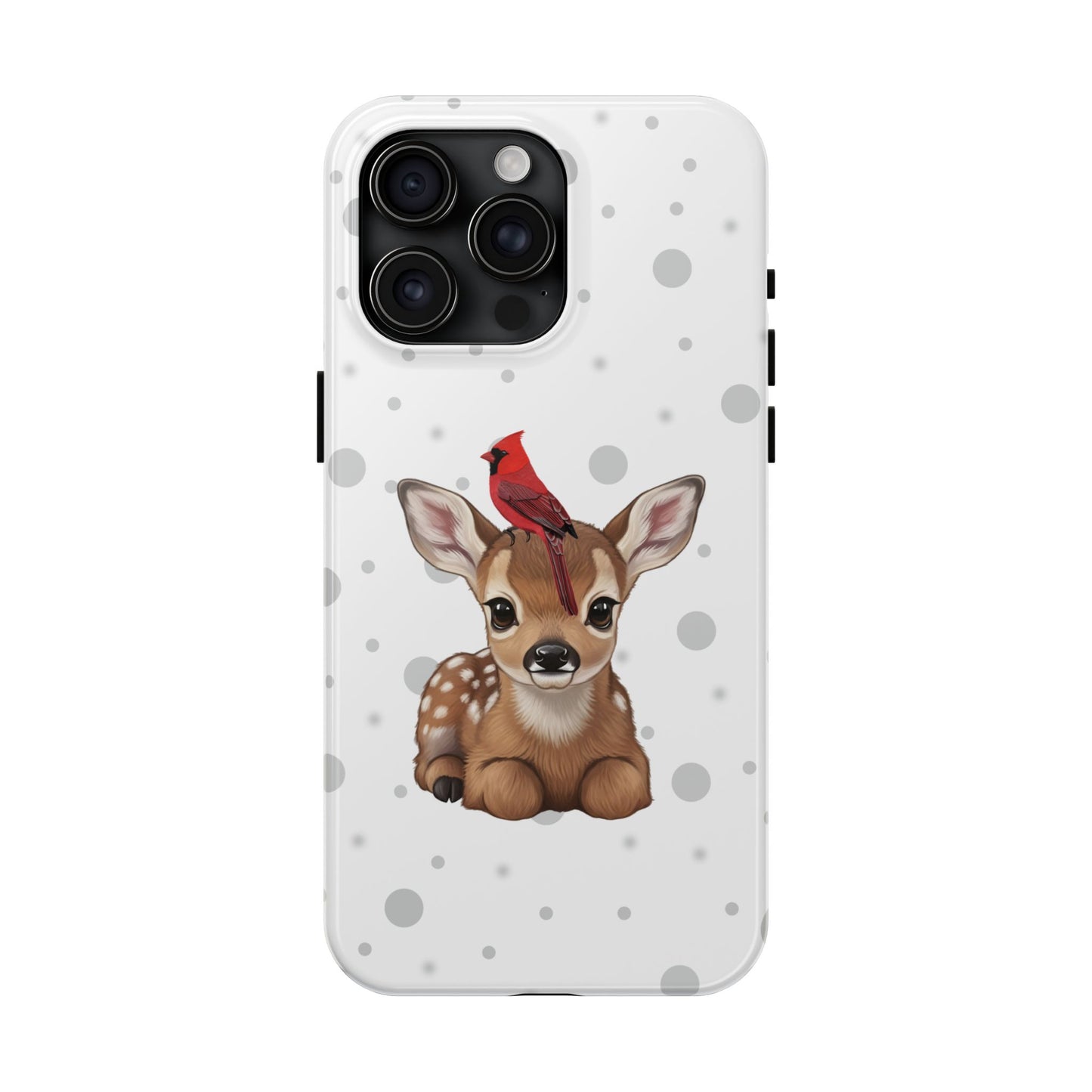 Cute Fawn with a Cardinal Animal iPhone Case - Dual-Layer PC/TPU Protective Cover for iPhone