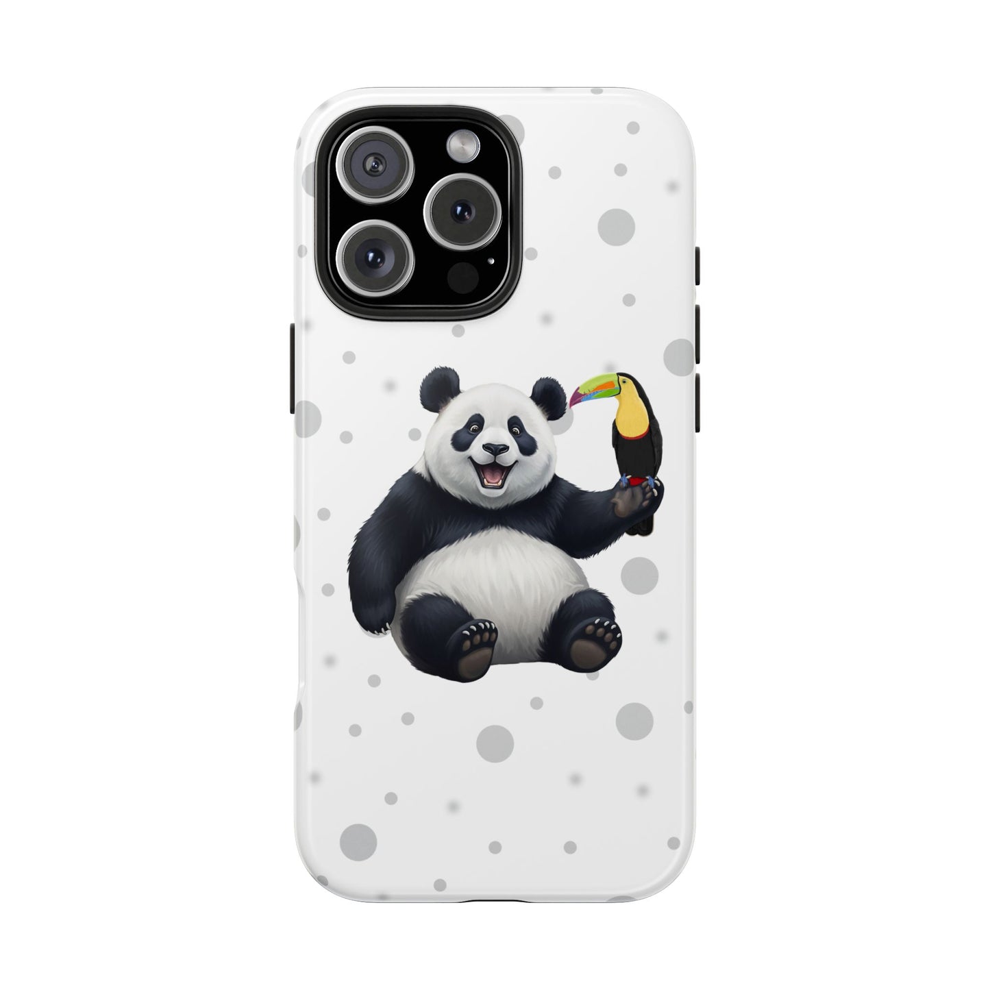 Cute Panda Bear with a Toucan Animal iPhone Case - Dual-Layer PC/TPU Protective Cover for iPhone