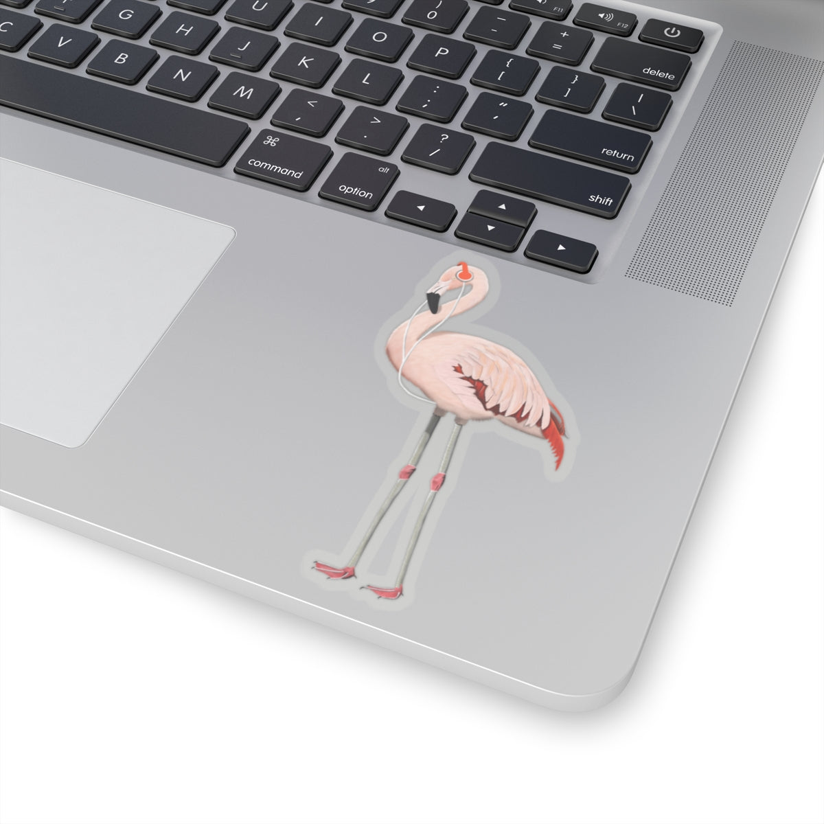 Flamingo Bird with Music Headphones Sticker