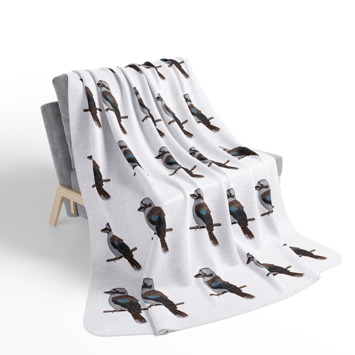 Kookaburra Art Fleece Sherpa Blanket (60"x80") - Thick, Ultra-Soft & Cozy Throw for Bird Lovers – and Pattern style