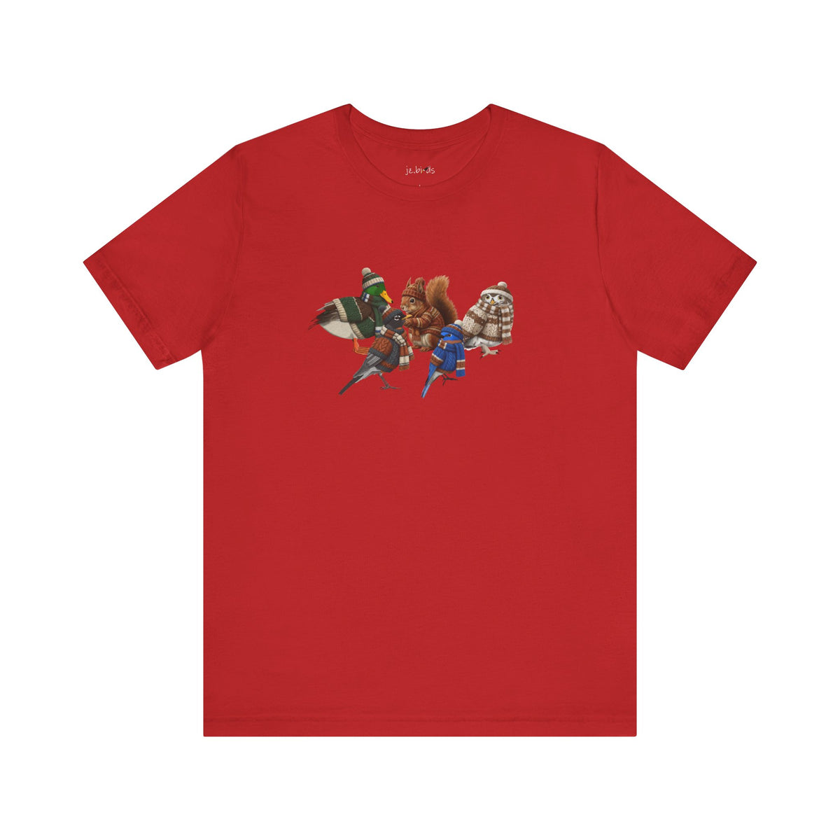 Funny Winter T-Shirt: The Cozy Backyard Squad in Knitted Sweaters – bird lover t-shirt,