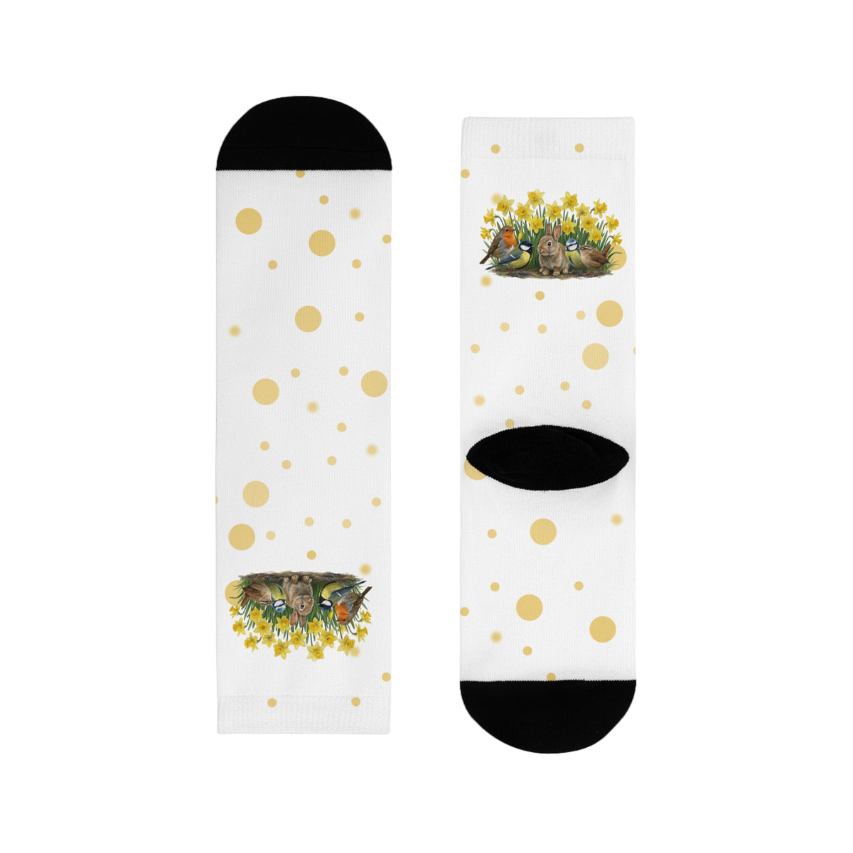 Rotkehlchen, Zaunkönig und Meise Socken mit Accessories Hintergrund