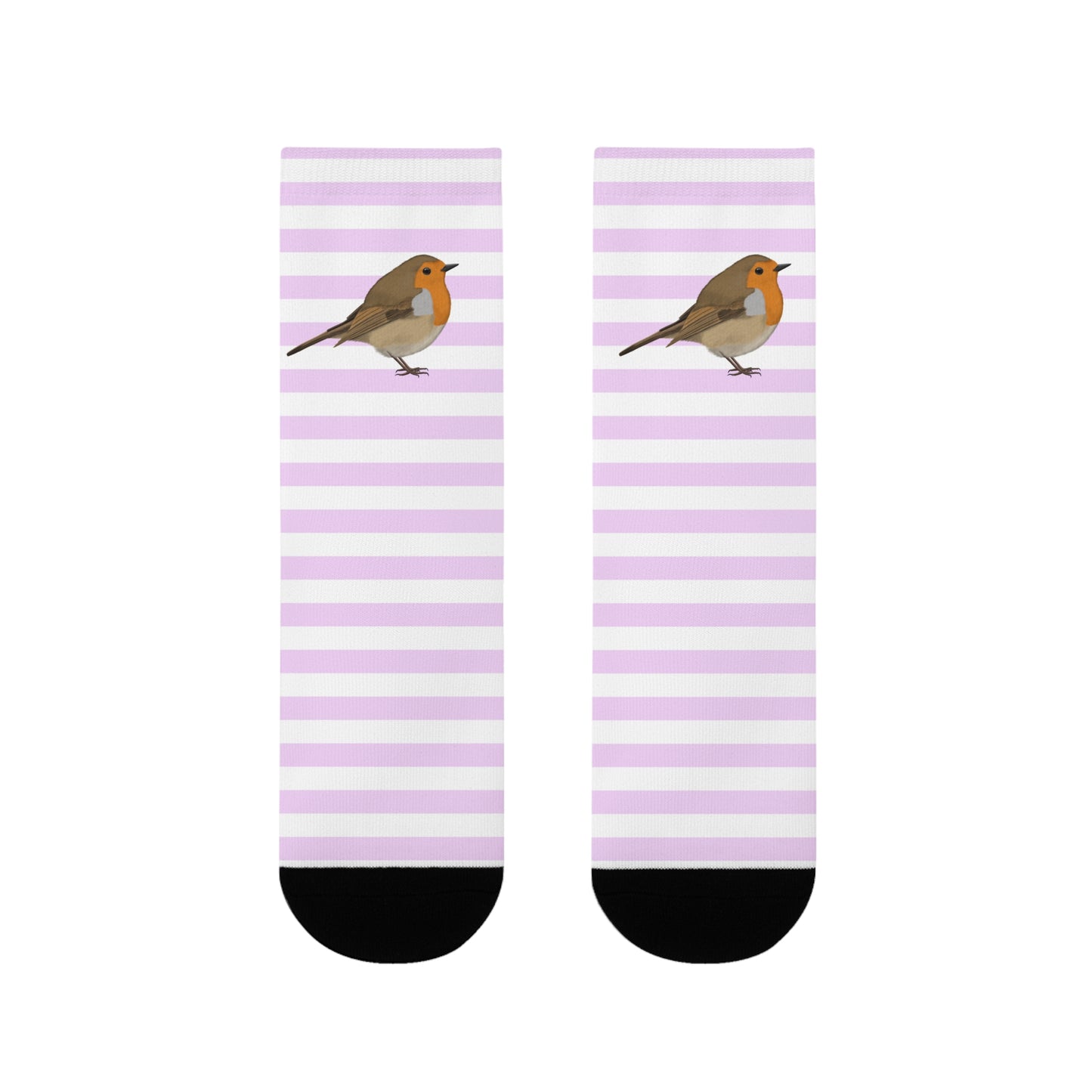 Rotkehlchen Vogel Socken mit Rosa Weißen Streifen für Vogelfreunde & Vogelbeobachter