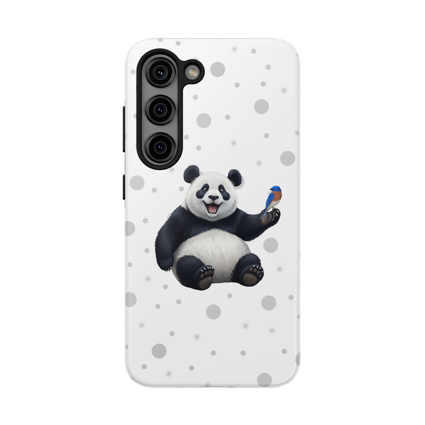 Cute Panda Bear with a Bluebird Animal iPhone Case - Dual-Layer PC/TPU Protective Cover for iPhone