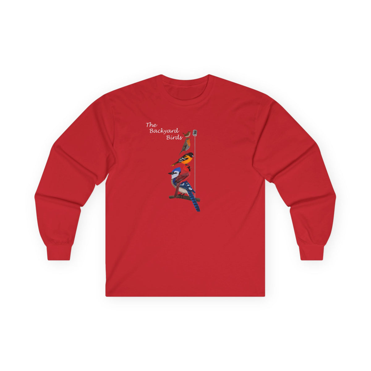 The Backyard Birds Blue Jay Cardinal Oriole Robin Wren Bird Cotton Long Sleeve T-Shirt – Graphic Tee, Long-sleeve
