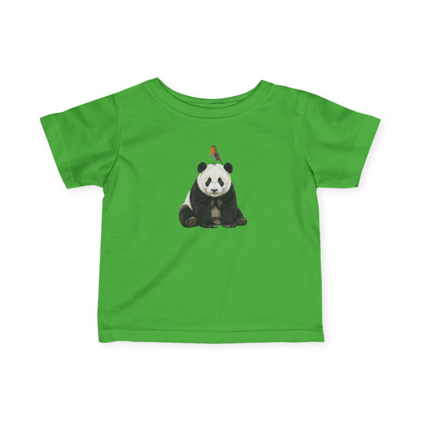 Panda mit Rotkehlchen Vogel Tiermotiv T-Shirt für Babys und Kleinkinder