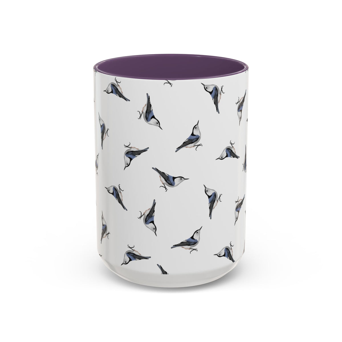 Nuthatch All-Over Pattern Accent Mug | Colorful Bird Lover Gift for Birdwatchers