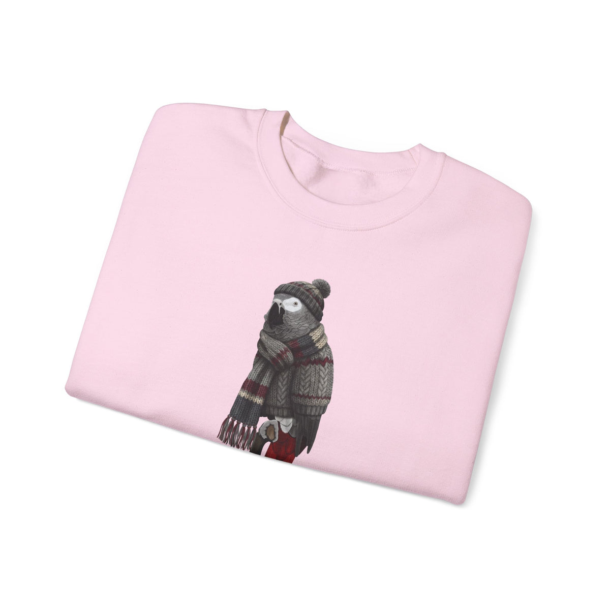 Grey Parrot Winter Sweatshirt | Bird Watcher Crewneck | Unisex Songbirds Wearing Knit Gift for Bird Lovers